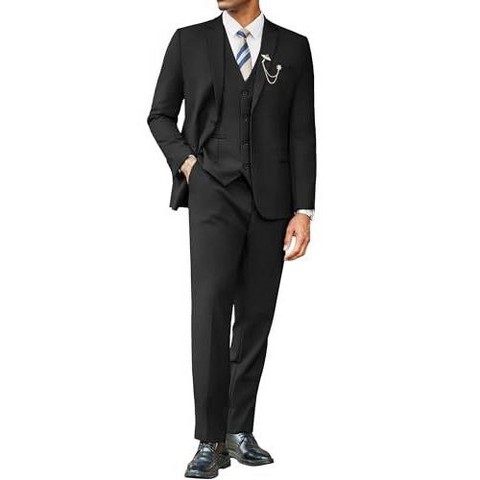 Мужские платья COOFANDY Suits for Men Slim Fit 3 Piece Single Breasted Suit Men Wedding Business Dinner Party Prom Tuxedo Dress Suit Black, цвет: Чёрный