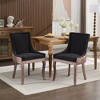 OUTSUPPLY Set of 2 Modern Upholstered Dining Chairs, Thick Fabric, Solid Wood Legs, Bronze Nailhead Trim - 3 of 4