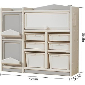 Acekool Kids Toy and Book Storage Shelf, Plastic 2-Tier Organizer Cabinet, Children’s Floor Shelf, Adjustable Book Rack, 36" Height - 1 of 4