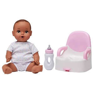 Perfectly Cute Feed & Wet 14" Baby Set - Dark Brunette with Brown Eyes - 1 of 4