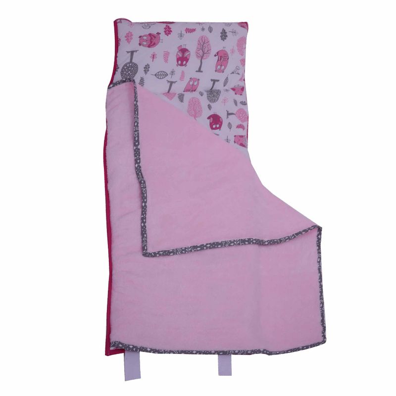 Bacati - Owls Pink Gray Girls Cotton Toddler Nap Mat, 4 of 6
