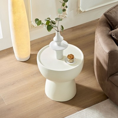 NicBex Fiberglass Cream Style Simple Coffee Table,Elegant Shape Side Table,Center Table for Living Room,Bedroom