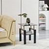 Lirago 2-Piece Tempered Black Glass Sofa Table-2-Layer Storage End Table with Modern Waterfall Edge 17.72"W * 17.72"L * 20.48"H - 3 of 4