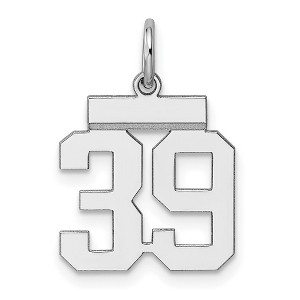 Black Bow Jewelry Sterling Silver, Athletic Collection, Small Polished Number 39 Pendant - 1 of 4