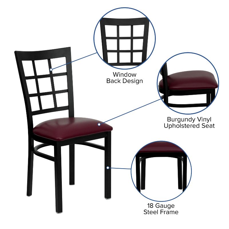 Flash Furniture Black Window Back Metal Restaurant Chair, 4 of 12