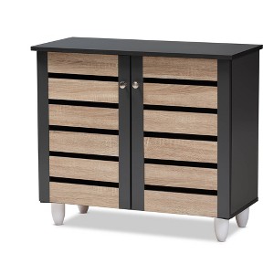 Gisela 2 - Door Shoe Storage Cabinet Dark Gray - Baxton Studio: Freestanding MDF & Plastic, Holds 9 Pairs - 1 of 4