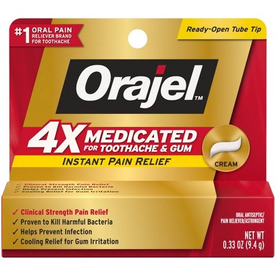 Orajel 4X Medicated For Toothache & Gum Cream - 0.33oz