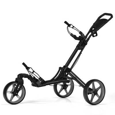 Costway Folding Golf Push Cart W/Scoreboard Adjustable Handle Swivel Wheel Red\Blue\Grey\Green