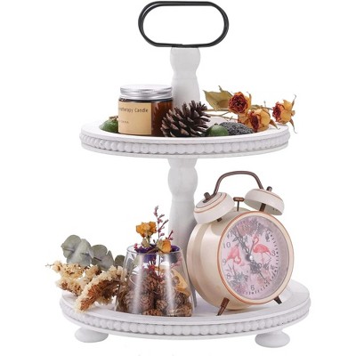 Wooden Decorative Tray Two Tiered Tray Round Serving Tray
