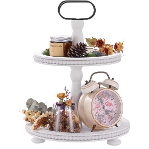Wooden Decorative Tray Two Tiered Tray Round Serving Tray - 1 of 4