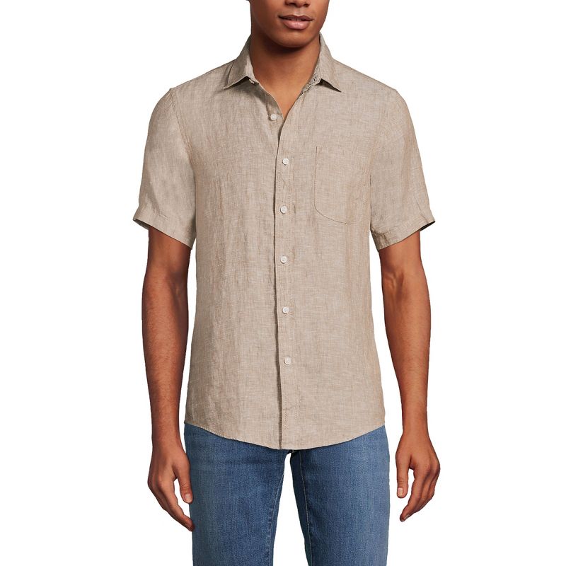 Lands' End Men's Traditional Fit Short Sleeve Linen Shirt, 1 of 4