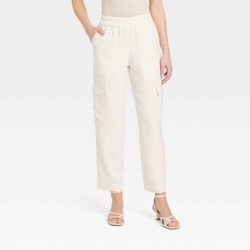 Women's High-rise Ankle Cargo Pants - A New Day™ Cream M : Target