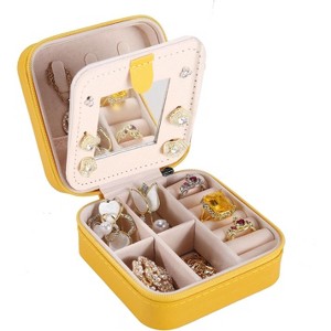 Travel jewelry box Travel Jewelry Organizer Small box Gift for Girls Women with Mirror - 1 of 4