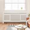 vidaXL Radiator Cover with Top Shelf, Hide Cluttered Pipes, MDF, 55.5-80.7''x7.5''x32.1'', White - 3 of 4