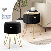 StorageBud Pleated Velvet Storage Ottoman, Round Ottoman with Storage, Foot Stool Ottoman for Living Room and Bedroom, Modern Foot Rest - 2 of 4