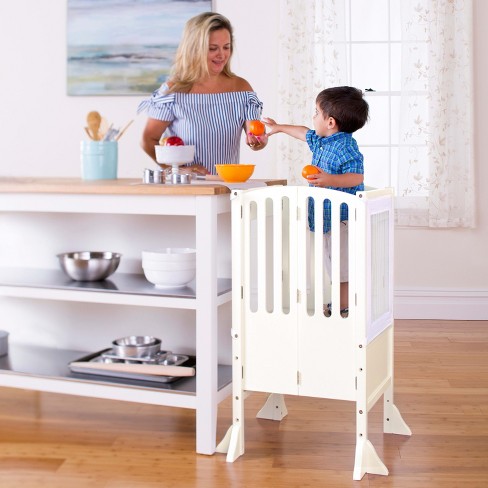 Guidecraft Contemporary Kitchen Helper Toddler Step Stool - Ivory