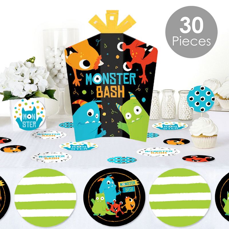 Big Dot of Happiness Monster Bash - Little Monster Birthday Party or Baby Shower Decor and Confetti - Terrific Table Centerpiece Kit - Set of 30, 2 of 9