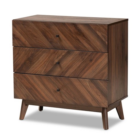 Hartman Wood 3 Drawer Storage Chest Walnut Brown Baxton Studio