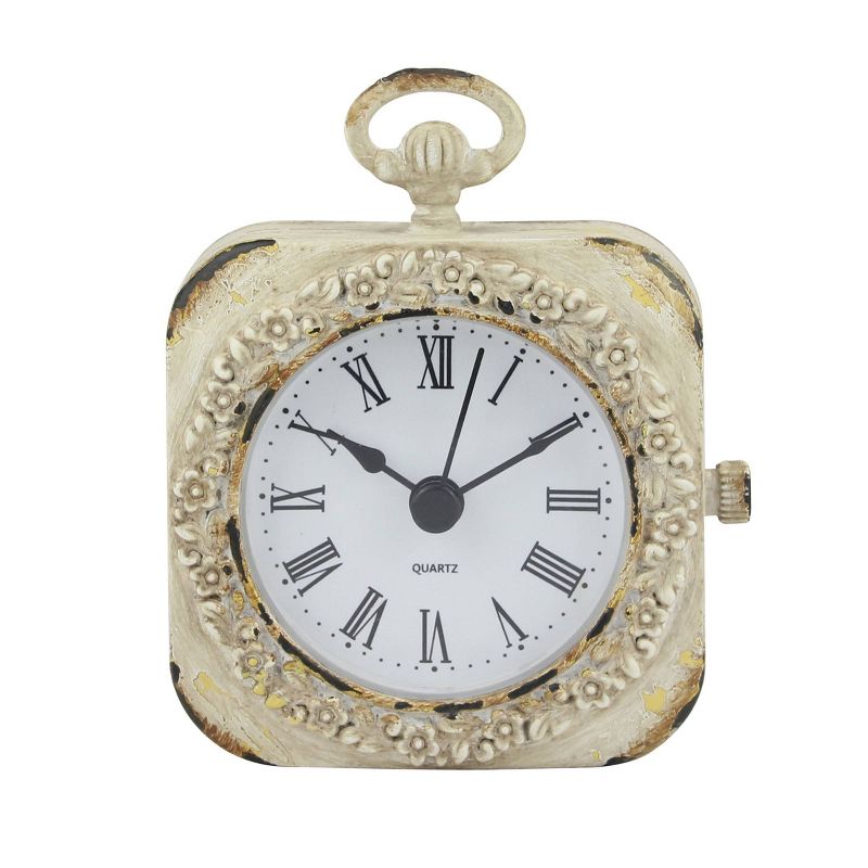 Small Weathered Table Clock White - Stonebriar Collection, 2 of 7