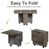 5 Piece Folding Dining Table Set, Brown MDF Wood Extendable Drop Leaf Dining Table and 4 Chairs with Storage, Space Saving Dining Table Set-Coolbibila - 4 of 4