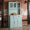 ORRD 6-Door Kitchen Buffet with Glass Doors & 2 Drawers | Vintage Storage Cabinet with Adjustable Shelves & Anti-Tip Strap，White - 2 of 4