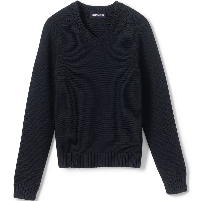Lands' End School Uniform Kids Cotton Modal V-neck Sweater, 1 of 3
