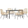 vidaXL 5-Piece Patio Dining Set - Poly Rattan Garden Table & Chairs, Cushions, Glass Top, Outdoor Furniture - Black/Brown - 2 of 4