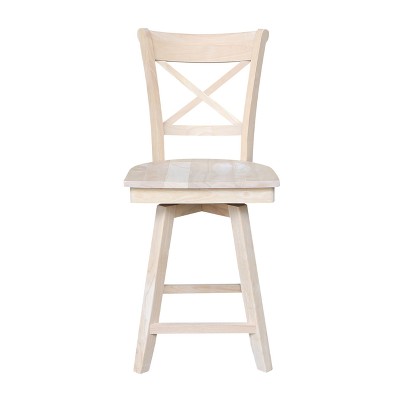 Charlotte 24" Unfinished Solid Wood Swivel Counter Height Stool