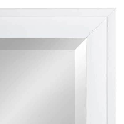White Full Length Rectangular Wall Mirror with Beveled Edge