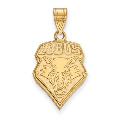 Black Bow Jewelry 14k Yellow Gold New Mexico Lobos NCAA Large Pendant