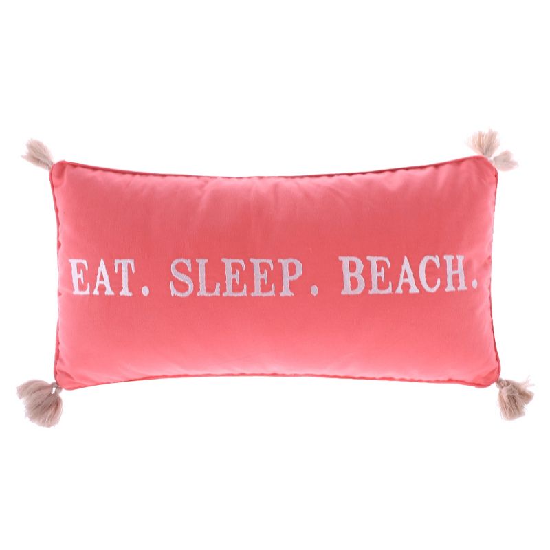 Coral Eat Sleep Beach Pillow - Levtex Home, 1 of 4