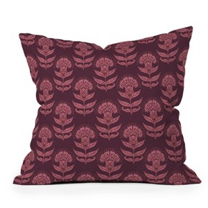 Deny Designs 18"x18" Schatzi Brown Aurelia Floral Throw Pillow Burgundy - 1 of 4