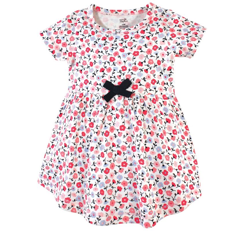 Touched by Nature Baby and Toddler Girl Organic Cotton Short-Sleeve Dresses 2pk, Ditsy Floral, 4 of 5