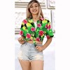 LA LEELA Women's Button Down Short Sleeve Blouse Tops Summer Hawaiian Club party Casual Tie Up Shirts for Women - 4 of 4