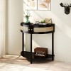 31.5" Modern Entryway Console Table with Storage, Half Moon Hallway Table with Rattan Doors, Bottom Shelf for Living Room - Panipeachy - 3 of 4