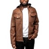 X RAY Mens Motorcycle PU Leather Jacket With Faux Shearing Lining - 3 of 4