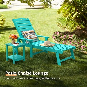 Chaise Lounge Chair with Table, 2-Piece, Outdoor Pool Lounge Chairs with Adjustable Backrest, Resin Patio Lounge Chairs with Wheels for Outside - 1 of 4