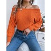 Coolmee Women Off Shoulder Sweaters Long Sleeve Cable Knit Cropped Going Out Fall Tops Blouse - 3 of 4
