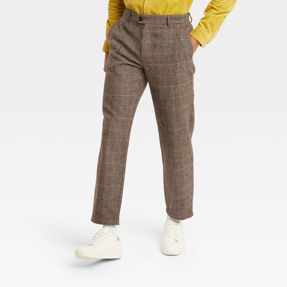 1920s Men’s Pants, Trousers, Plus Fours, Knickers Houston White Adult Plaid Tailored Suit Pants - Brown 30x30 $35.00 AT vintagedancer.com