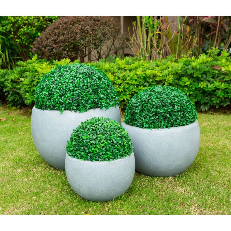 Rosemead Home &#38; Garden, Inc. Set of 3 Concrete/Fiberglass Elegant Bowl Indoor/Outdoor Planters Slate Gray, 5 of 9
