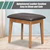 43.3" Classic Wood Makeup Vanity Set with Flip-top Mirror and Stool, Dressing Table with Three Drawers and storage space, Brown - 4 of 4