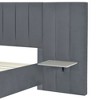 Okak Full/Queen Size Velvet Platform Bed Frame Upholstered Modern Bed with Big Headboard & 2 shelves No Springs Required Easy to Assemble - 4 of 4