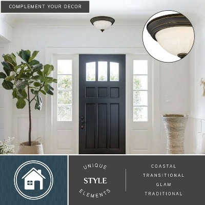 VAXCEL Stevens LED Transitional  Flush Mount Ceiling Light Fixture White Alabaster Glass