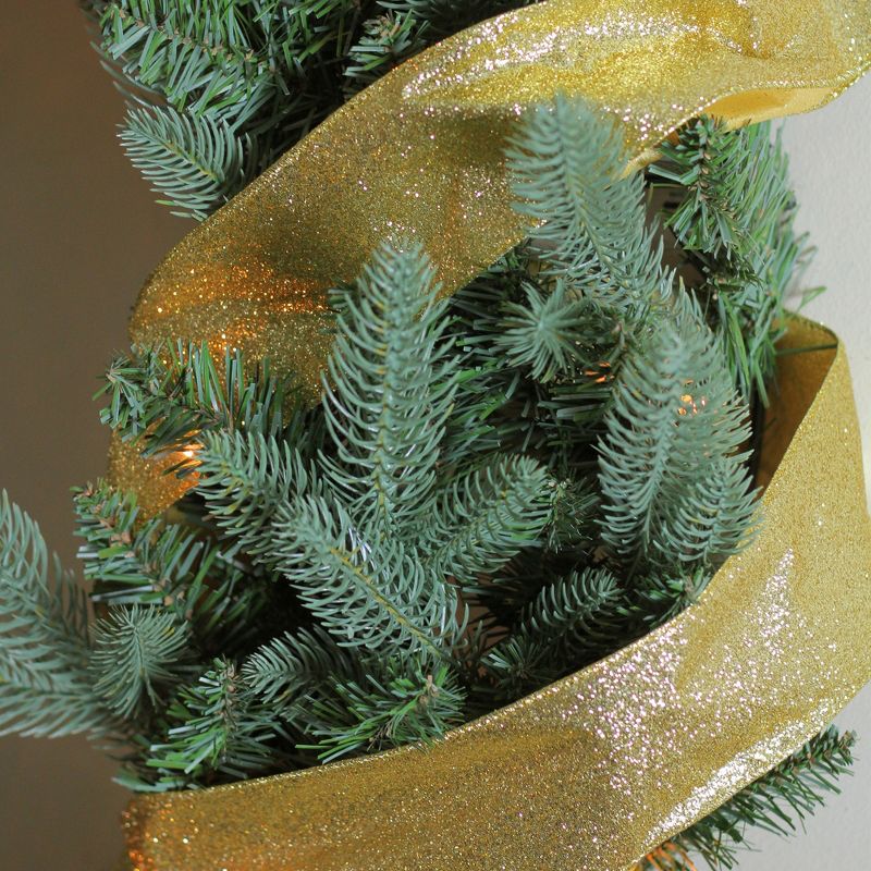 Northlight Pack of 12 Sparkling Solid Gold Christmas Wired Craft Ribbons - 2.5" x 120 Yards, 3 of 4
