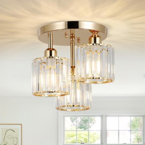 Semi Flush Mount Ceiling Light,3-Light Pendant Light,Chandelier With Clear Crystal Shades,Ceiling Lights Light Fixtures -The Pop Home - 1 of 4