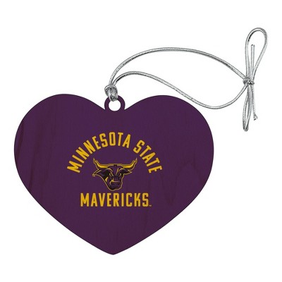 Mankato Mavericks Heart Love Wood Christmas Tree Holiday Ornament