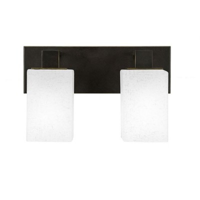 Toltec Lighting Apollo 2 - Light Vanity in  Dark Granite with 4" Square White Muslin Shade