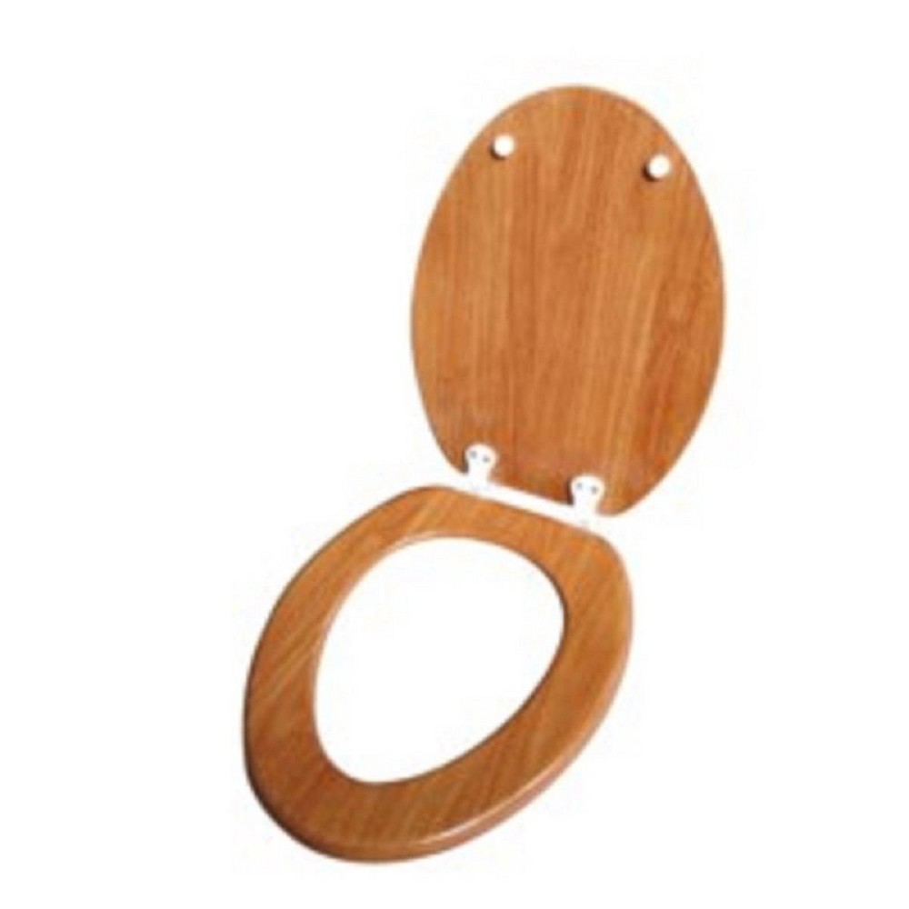 Photos - Toilet Accessory Elongated Toilet Seat with Easy Clean & Change Hinge Wooden - J&V TEXTILES