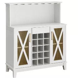 Home Source Jill Zarin White Bar Cabinet with Gold Accent