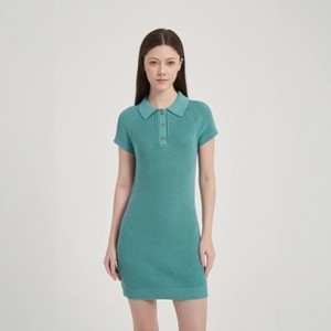 blue polo mini dress KYRU WEAR Soft Curve Polo Mini Dress Navy